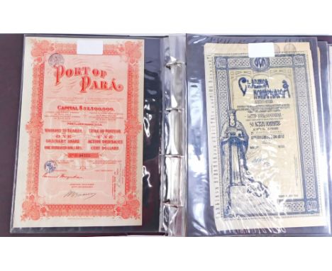 A group of European bond certificates, to include three French certificates for 1930s, Administration share bonds for Jamaica