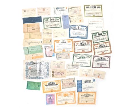 A collection of  UK and Chinese share certificates for the Grain Manufacturing Company, exchange tax notes, ephemera, Cavendi