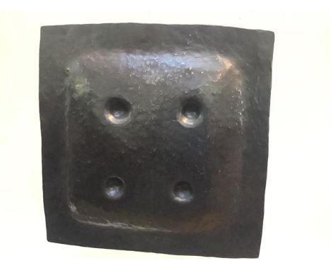 •Jake Harvey R.S.A. (Scottish, b. 1948) "Button",  forged steel plate, painted signature and dated (19)93 verso. 40cm by 38.5