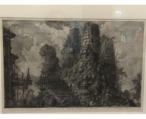 After Giovanni Battista Piranesi (1720-1778), The Sepulchre of the Curazi Brothers in Albano (Le Antichita Romane), etching a