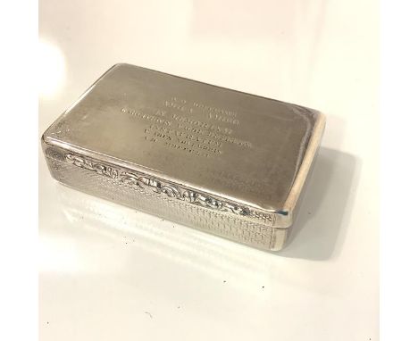 An early Victorian silver snuff box, Edward Smith, Birmingham 1844? (date mark rubbed), of plain rectangular form, with engin