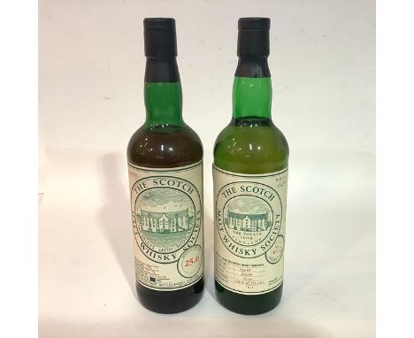 SMWS - two bottles: Falkirk SMWS, 25.6, cask strength malt whisky, distilled in 1985 and bottled in October 1992, for the Sco