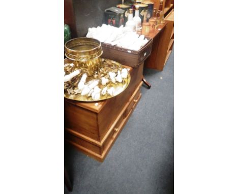 A pine trunk fitted two drawers 37.5" wide