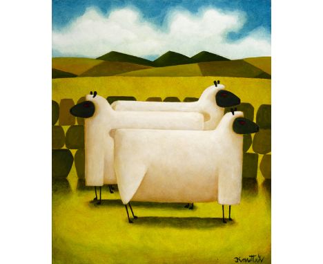 Graham Knuttel (b.1954) THREE SHEEP oil on canvas signed lower right 24 x 20in. (60.96 x 50.80cm)     P