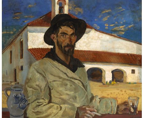 Seán Keating PRHA HRA HRSA (1889-1977) SALUD, 1924 oil on board; with a second, incomplete self portrait on reverse signed in