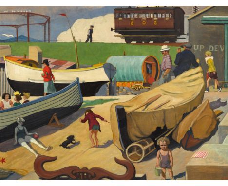 Harry Kernoff RHA (1900-1974) [MISCELLANEOUS OBJECTS], NORTH BRAY HARBOUR, COUNTY WICKLOW, 1935 oil on board signed lower rig