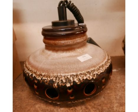 A West German brown glazed pendant ceiling light 