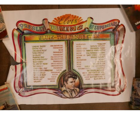 Elvis Presley posters and 'The Bobber' dowsing tool, etc. 