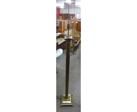 A brass Corinthian column standard lamp 