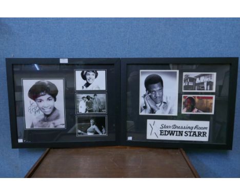 An Edwin Starr photographic print and a Dee Dee Sharp print, bearing signatures, framed 
