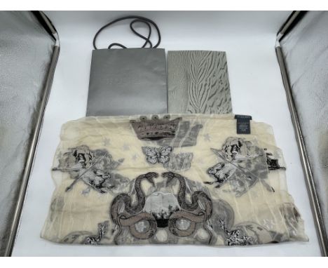 Alexander McQueen Crown, Butterfly, Snake, Frog, Skull Shawl Scarf. 