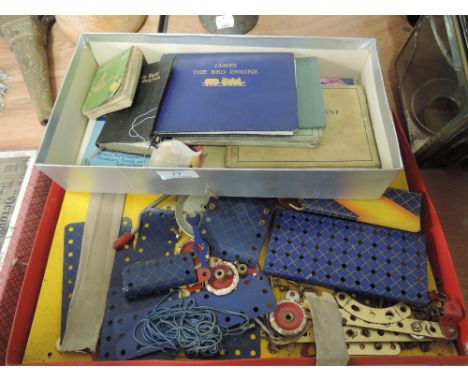 A Meccano No 2 part set, a Victory jigsaw and a selection of childrens books including Thomas The Tank Engine etc