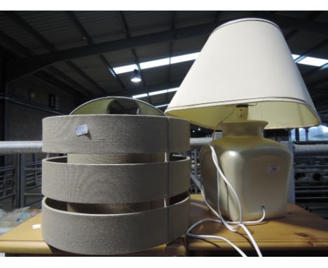 A modern table lamp and selection of shades