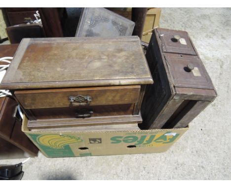 A selection of miscellaneous including dressing table drawers, tilly lamp etc