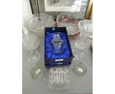 A selection of glassware including Duske Irish hand cut glass, cut glass bowls etc 
