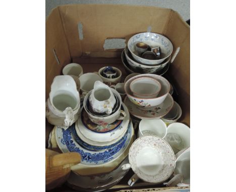 A box of ceramics including Royal Worcester 