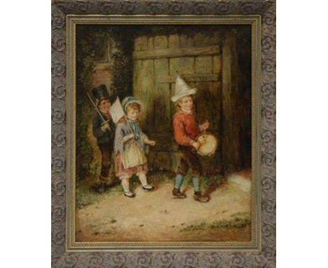ERSKINE NICOL RSA ARA (SCOTTISH 1825 - 1904), 
PLAYING 
oil on canvas, signed and dated 1861 
53cm x 43cm 
Framed