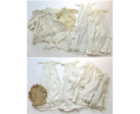 Assorted Late 19th/Early 20th Century Children's Costume, comprising a cream silk dress with smocking detail, another in ligh