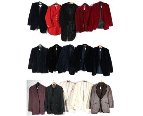 Assorted Gentlemen's Evening Jackets, comprising red hunting tails jacket bearing Linlithgow &amp; Stirlingshire Hunt buttons