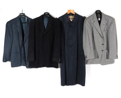 Modern Gentlemen's Clothing including a Giorgio Armani navy blazer; Dunhill navy blue light weight chenille type textured jac