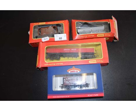 Mixed Lot: 00 gauge rolling stock comprising a Tri-ang cement wagon Blue Circle, a Tri-ang guards van, a Tri-ang Boogie Brick