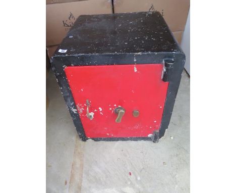 A Vintage safe with key, 62cm tall x 54cm x 54cm 