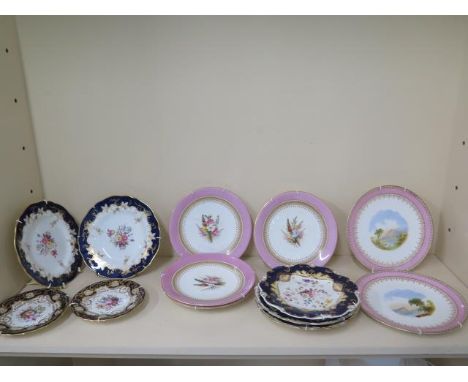 A pair of Bodley scenic 24cm plates, 4 Worcester floral decorated plates, a pair of Spode 17cm plates, 2 Spode Vintage plates