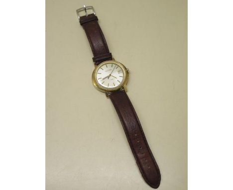 A gents gold plated case Wostock wristwatch, the dial with date window at 3 o'clock and central seconds sweep 17 jewel moveme