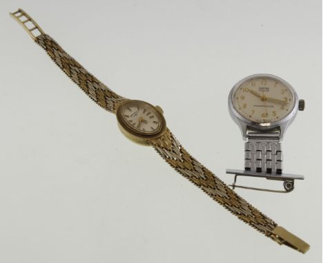 A 9ct ROTARY ladies wristwatch, manual wind & working (gross weight approx 21.8gms) together with a steel cased ladies SMITHS