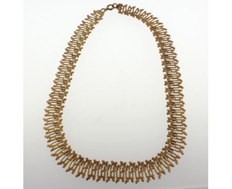 A 9ct H/M yellow gold collarette, approx 21.9gms