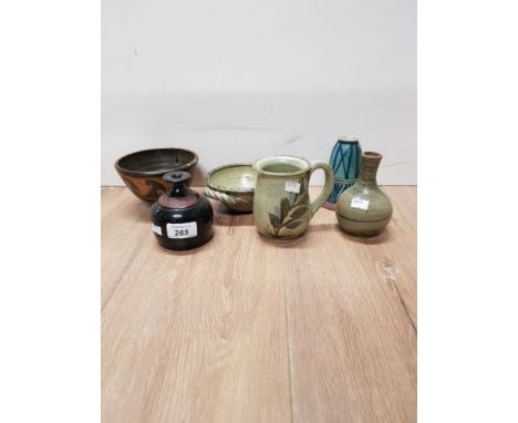 SIX PIECES OF STUDIO ART POTTERY INCLUDING RADFORD BOWL ETC