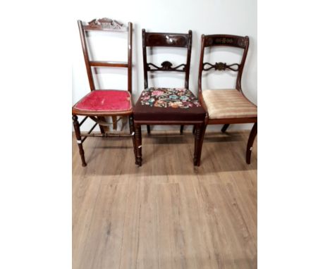 A GEORGIAN TAPESTRY SEATED CHAIR AND TWO OTHERS