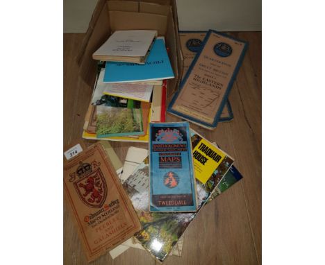 A BOX OF ASSORTED OLD MAPS INC BARTHOLOMEWS AND ORDNANCE SURVEY ETC