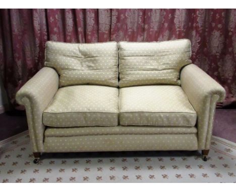 Odd Chair Co Ltd Breckon two seat sofa, traditional country house shape with loose back and seat cushion on square tapering m