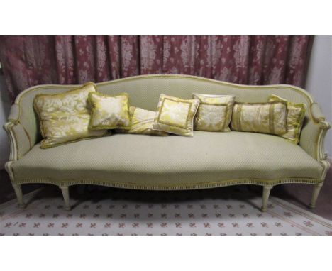 Large Chippendale style Country House sofa, moulded frame with serpentine back and scroll arms with serpentine seat arcade fr