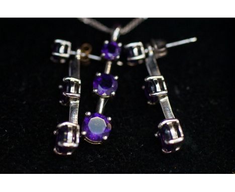 Silver &amp; amethyst necklace set  