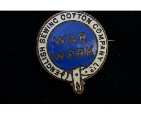 English sewing cotton company war work enamel badge 