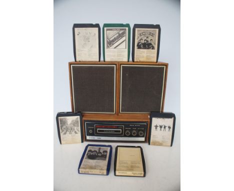 8 Track recorder with speakers, Approx 34 cassettes to include The Beatles (Only Beatles cassettes photographed)