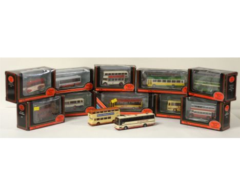 Die-cast model buses by Exclusive First Editions, in bubble-packs. (12)