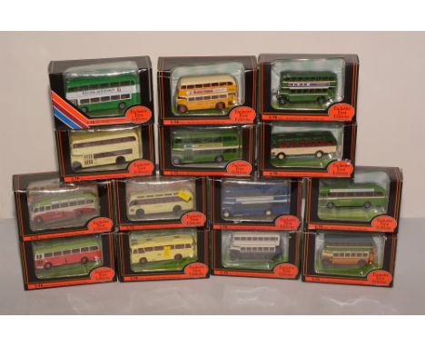 Die-cast model buses by Exclusive First Editions, in display boxes. (14)