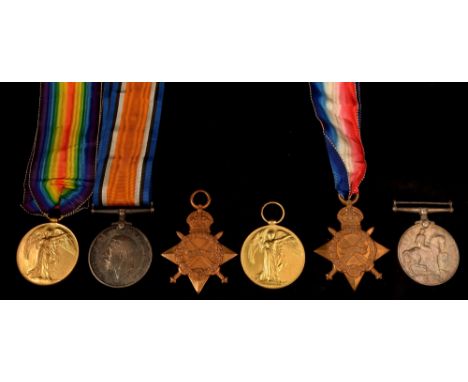 Two First World War General Service groups, awarded to 2nd lieutenant S. Dickinson, and lieutenant J. Dickinson, both Royal F