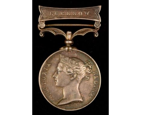 India 1857-58 medal, awarded to 820 Armoured Sergeant T.H. Flint, 3rd Battalion Rifle Brigade, with Lucknow clasp.