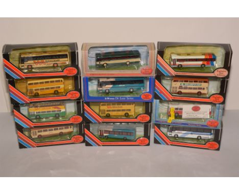 Die-cast model buses by Exclusive First Editions, in display boxes. (12)