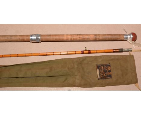 Hardys of Alnwick: a two-piece split cane "PALAKONA" the "JJH" Spinning Rod", complete with original green Hardy slip and ori