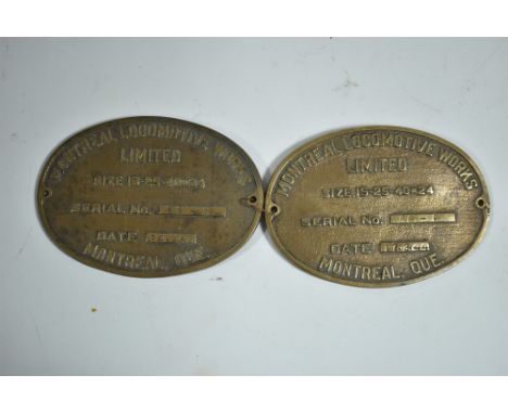 Engine Builder's Plates: Montreal Locomotive Works No. 66P and 66S are from minesweeper HMS MANDATE built in Canada in 1944, 