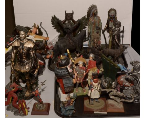 Military, historic and fantasy figures, various scales, in resin and lead.
