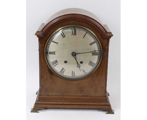 Late 19th century mahogany bracket clock with chiming movement in mahogany case, 38cm high