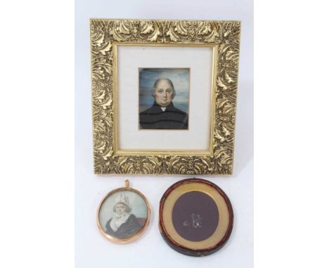 English School 19th century portrait miniature on ivory on a gentleman of the clergy, believed to be Cornelius Durham, 7.5. x