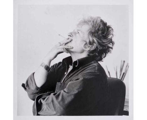 *Lucinda Douglas-Menzies (b.1956), signed limited edition black and white bromide fibre based print - Maggi Hambling in her C