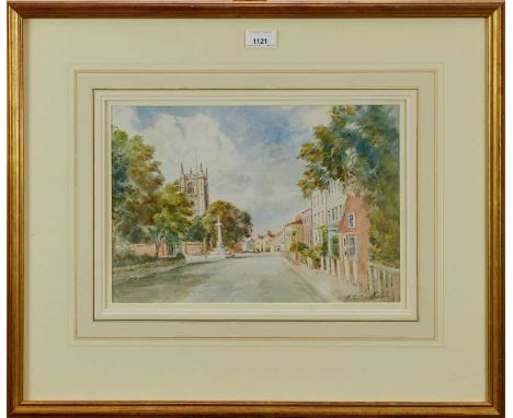 Arawhinoa Ella Constable (1893-1966) watercolour - Dedham High Street, signed, in glazed gilt frame, 24cm x 36cmNB Arawhinoa 